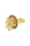 Buy_Tribe Amrapali_Multi Color Pearls, Glitter Nishika Embellished Floral Ring _Online_at_Aza_Fashions