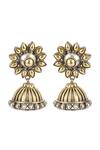 Shop_Sangeeta Boochra_Gold Plated Dainty Petal Dome Jhumkas _at_Aza_Fashions