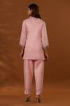 Shop_The Home Affair_Pink Jaam Cotton Silk Embroidered Thread Mandarin Collar Floral Top With Pant _at_Aza_Fashions