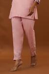 The Home Affair_Pink Jaam Cotton Silk Embroidered Thread Mandarin Collar Floral Top With Pant _Online_at_Aza_Fashions
