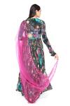 Shop_Komal Shah_Multi Color Crepe, Organza Floral Print Pearl Embroidered Anarkali With Dupatta _at_Aza_Fashions