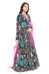 Komal Shah_Multi Color Crepe, Organza Floral Print Pearl Embroidered Anarkali With Dupatta _Online_at_Aza_Fashions