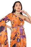 Buy_Komal Shah_Yellow Crepe Printed Thread One Shoulder Draped Maxi Dress _Online_at_Aza_Fashions