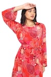 Buy_Komal Shah_Red Crepe Embroidered Sequin Round Embellished Kaftan With Belt _Online_at_Aza_Fashions