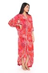 Buy_Komal Shah_Red Crepe Embroidered Sequin V Neck Embellished Long Kaftan _at_Aza_Fashions