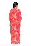 Shop_Komal Shah_Red Crepe Embroidered Sequin V Neck Embellished Long Kaftan _at_Aza_Fashions