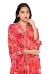 Komal Shah_Red Crepe Embroidered Sequin V Neck Embellished Long Kaftan _Online_at_Aza_Fashions