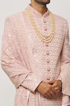 Shop_Aryavir Malhotra_Pink Sherwani Art Silk Embroidered Sequin Embellished With Churidar _Online_at_Aza_Fashions