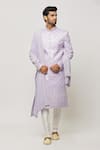 Buy_Aryavir Malhotra_Purple Sherwani Art Silk Embroidered Sequin Thread With Churidar _at_Aza_Fashions