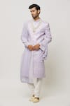 Buy_Aryavir Malhotra_Purple Sherwani Art Silk Embroidered Sequin Thread With Churidar _Online_at_Aza_Fashions