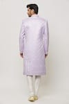 Shop_Aryavir Malhotra_Purple Sherwani Art Silk Embroidered Sequin Thread With Churidar _at_Aza_Fashions