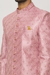 Aryavir Malhotra_Pink Sherwani Art Silk Embroidered Sequin Floral Wave With Churidar _at_Aza_Fashions