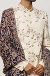 Aryavir Malhotra_Cream Sherwani Art Silk Embroidered Sequin Jaal With Churidar_at_Aza_Fashions