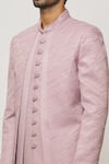 Shop_Aryavir Malhotra_Pink Sherwani Art Silk Embroidered Thread Work Jacket And Aligadi Pant Set _Online_at_Aza_Fashions