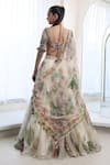 Shop_Mahima Mahajan_Ivory Organza Embellished Sequin Dia Blossom Print Lehenga Set _at_Aza_Fashions