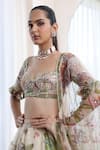 Mahima Mahajan_Ivory Organza Embellished Sequin Dia Blossom Print Lehenga Set _at_Aza_Fashions