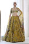 Buy_Mahima Mahajan_Yellow Organza Embellished Sequin Pari Floral Blossom Print Lehenga Set _at_Aza_Fashions