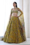 Buy_Mahima Mahajan_Yellow Organza Embellished Sequin Pari Floral Blossom Print Lehenga Set _Online_at_Aza_Fashions