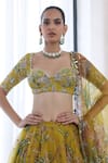 Shop_Mahima Mahajan_Yellow Organza Embellished Sequin Pari Floral Blossom Print Lehenga Set _at_Aza_Fashions