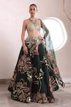 Buy_Mahima Mahajan_Green Organza Embellished Mirror Sweetheart Siya Floral Lehenga Set _at_Aza_Fashions