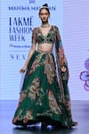 Buy_Mahima Mahajan_Green Organza Embellished Sequin V-neck Lia Floral Lehenga Set _at_Aza_Fashions