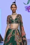 Shop_Mahima Mahajan_Green Organza Embellished Sequin V-neck Lia Floral Lehenga Set _at_Aza_Fashions