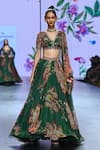 Shop_Mahima Mahajan_Green Organza Embellished Sequin V-neck Lia Floral Lehenga Set _Online_at_Aza_Fashions