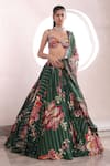 Buy_Mahima Mahajan_Green Organza Embellished Mirror Sweetheart Yuna Floral Print Lehenga Set _at_Aza_Fashions