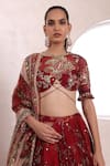 Mahima Mahajan_Red Organza Embellished Mirror Round Thiya Floral Jaal Print Lehenga Set _at_Aza_Fashions