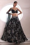 Buy_Mahima Mahajan_Black Organza Embellished Sequin Sweetheart Fiza Jaal Print Lehenga Set _at_Aza_Fashions