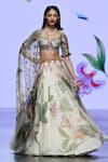 Buy_Mahima Mahajan_Ivory Organza Embellished Shimona Blossom Print Cut-out Lehenga Set _at_Aza_Fashions
