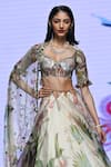 Mahima Mahajan_Ivory Organza Embellished Shimona Blossom Print Cut-out Lehenga Set _Online_at_Aza_Fashions