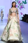 Mahima Mahajan_Ivory Organza Embellished Shimona Blossom Print Cut-out Lehenga Set _at_Aza_Fashions