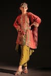 Shop_Capisvirleo_Fuchsia Habutai Silk Shabnam Embroidered Kaftan With Dhoti Pant  _at_Aza_Fashions