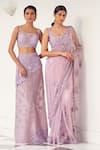 Shop_Mishru_Purple Soft Tulle Adella Wisteria Blossom Saree With Corset  _at_Aza_Fashions