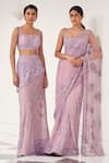 Mishru_Purple Soft Tulle Adella Wisteria Blossom Saree With Corset  _Online_at_Aza_Fashions