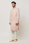 Shop_Aryavir Malhotra_Pink Sherwani Art Silk Embroidered Floral Vine Set _Online_at_Aza_Fashions