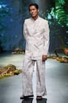 Buy_Varun Bahl_Beige Georgette Printed Floral Jacket Trouser Set _at_Aza_Fashions