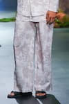 Shop_Varun Bahl_Beige Georgette Printed Floral Jacket Trouser Set _Online_at_Aza_Fashions