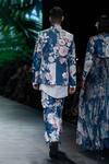 Shop_Varun Bahl_Blue Suiting Printed Floral Pattern Jacket Trouser Set _at_Aza_Fashions