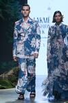Varun Bahl_Blue Suiting Printed Floral Pattern Jacket Trouser Set _Online_at_Aza_Fashions