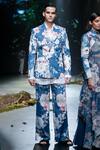 Shop_Varun Bahl_Blue Suiting Printed Floral Pattern Jacket Trouser Set _Online_at_Aza_Fashions