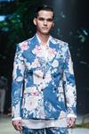 Varun Bahl_Blue Suiting Printed Floral Pattern Jacket Trouser Set _at_Aza_Fashions