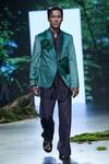Shop_Varun Bahl_Green Velvet Embroidered Cutdana Jacket Trouser Set _Online_at_Aza_Fashions