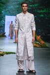 Varun Bahl_Ivory Sherwani Suiting Printed Floral Trouser Set _Online_at_Aza_Fashions