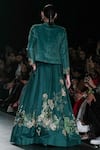 Shop_Varun Bahl_Green Chanderi Hand Embroidery Floral Forest Lehenga Jacket Set  _at_Aza_Fashions