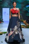 Buy_Varun Bahl_Black Chanderi Embroidery Vintage Floral Print Lehenga With Blouse  _at_Aza_Fashions