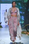 Buy_Varun Bahl_Pink Milky Organza Printed And Embroidered Floral Thread Trouser Set _at_Aza_Fashions