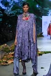 Buy_Varun Bahl_Purple Milky Organza Printed And Embroidered Bloom Asymmetric Dress  _at_Aza_Fashions