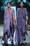 Varun Bahl_Purple Milky Organza Printed And Embroidered Bloom Asymmetric Dress  _at_Aza_Fashions